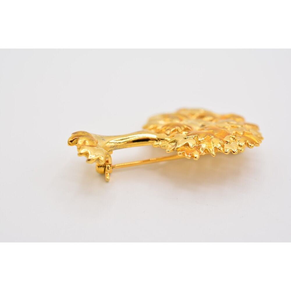Danecraft Vintage Autumn Tree Pin Brooch Brushed Gold Fall Leaves Signed BinA10 - Picture 5 of 12